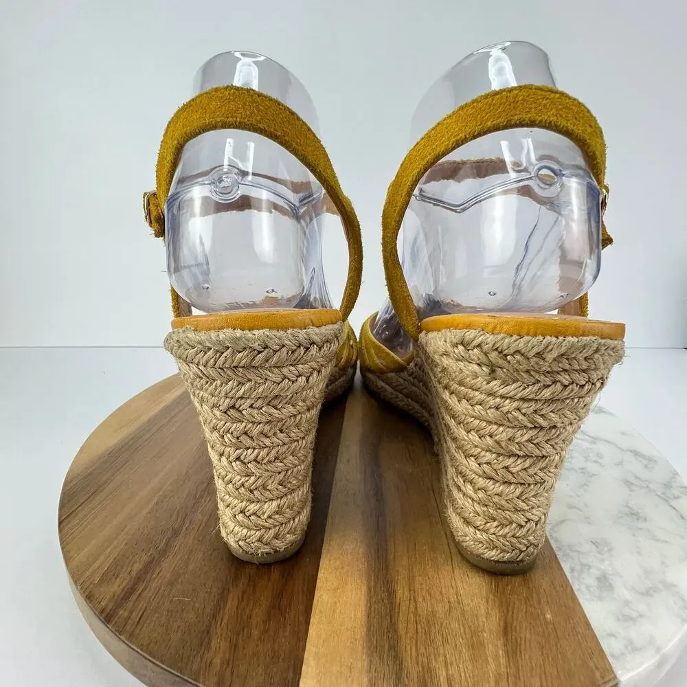 Seychelles Yellow Leather Weave Espadrilles Wedge Closed Toe Sandals 9/40 - Picture 6 of 10